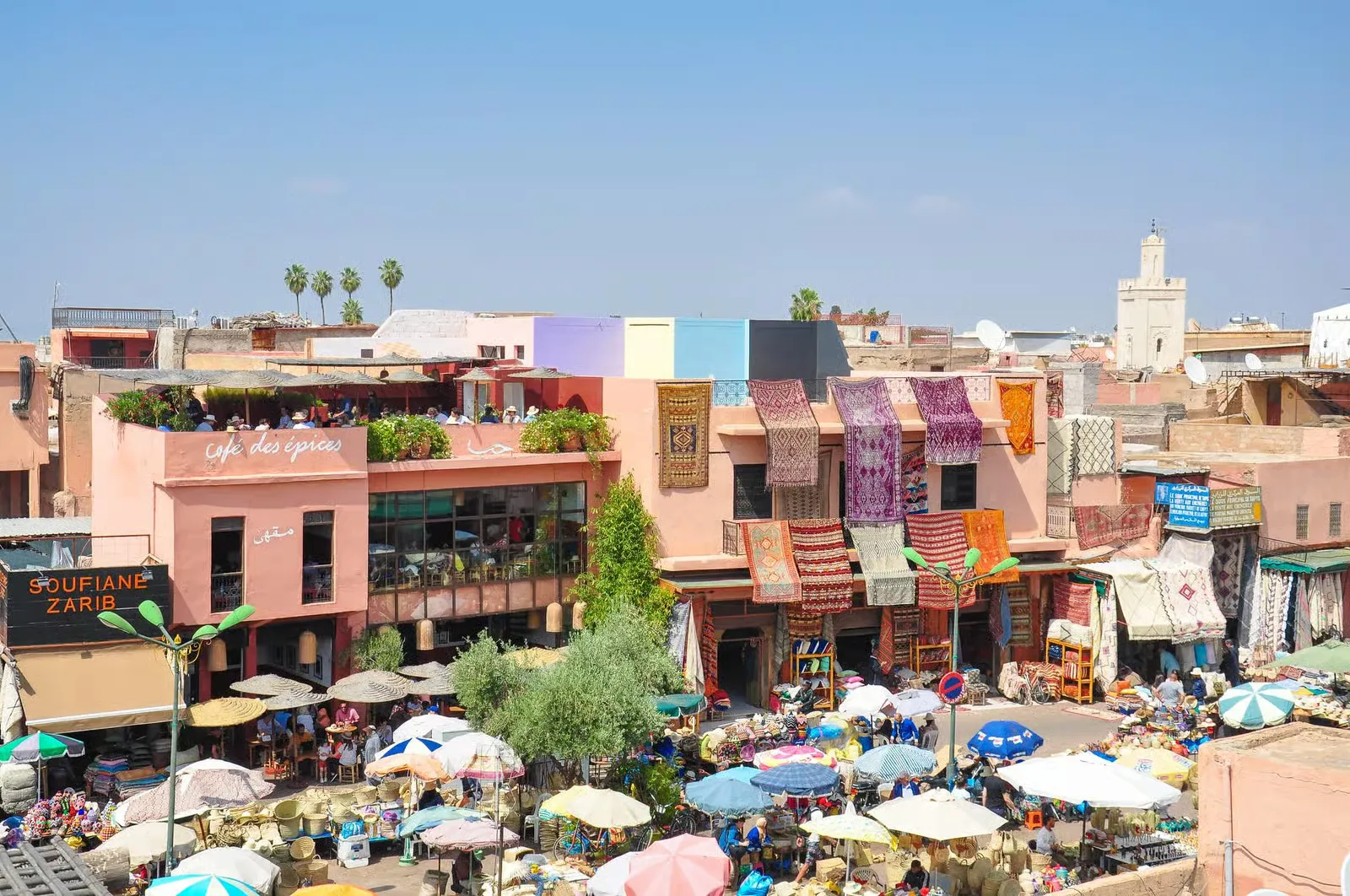 Vibrant souks and market stalls in Marrakech